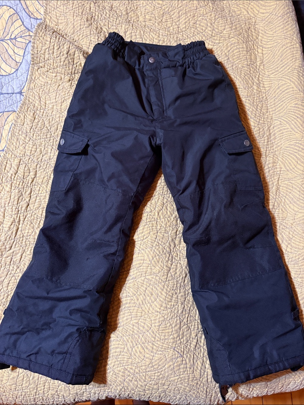 Kid’s Black Weather-Resistant Cargo Snow Pants